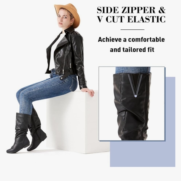 Katliu Slouchy Mid-Calf Boots Women's 41(9.5) NIB - Picture 3 of 16